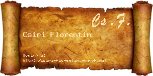 Csiri Florentin névjegykártya